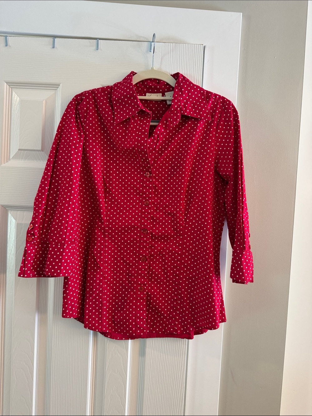 Kim Rogers Red Polka Dot Button-Up Shirt
